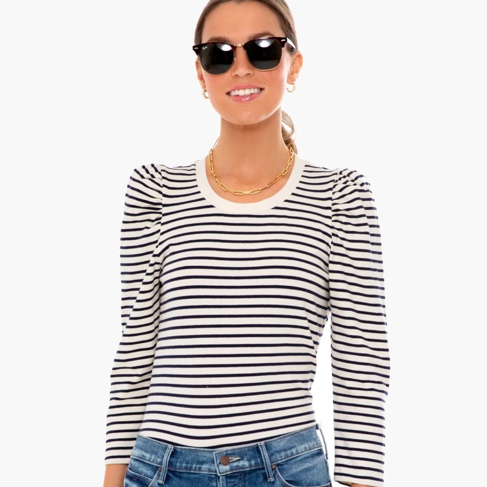 Tuckernuck Navy Striped Vesty Long Sleeve Crewneck